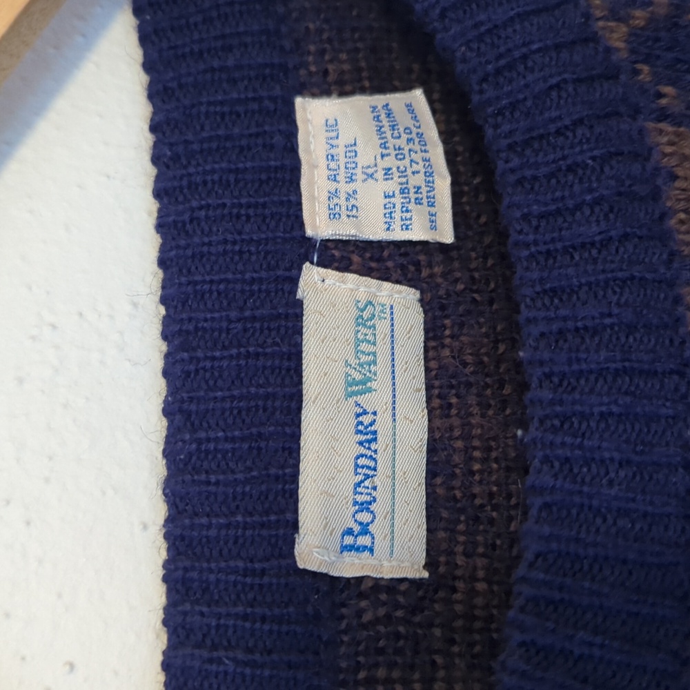Boundary Waters | Vintage | Wool Blend Graphic Grandpa Sweater - Picture 8 of 9